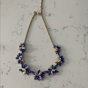 J. Crew Blue and Gold Floral Necklace. Jcrew